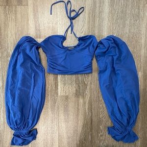 Oh Polly blue bell sleeve top XS